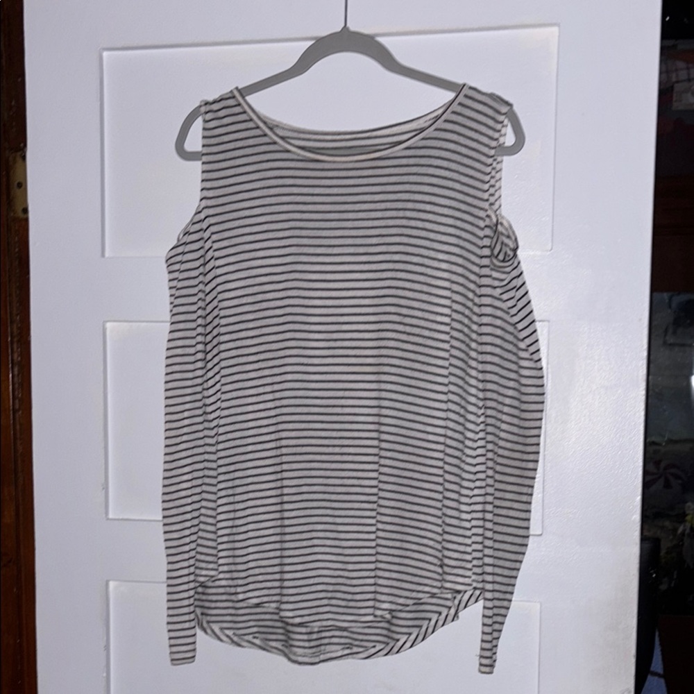 Hollister Black and White Striped Long Sleeve Top